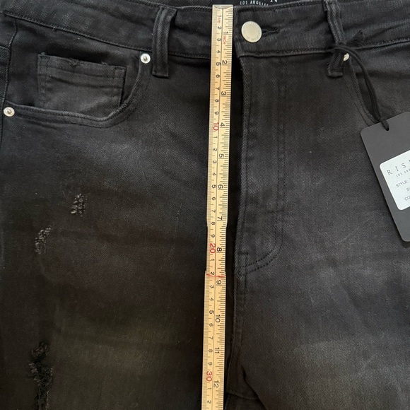 Risen Black Distressed Wide Leg Crop Raw Hem Plus Size Jeans 1X - Picture 9 of 10